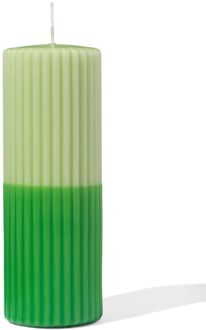 Hema Stompkaars Ø7x19cm ribbel lichtgroen-groen (groen)