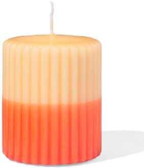 Hema Stompkaars Ø7x8cm ribbel lichtroze-felroze (oranje)