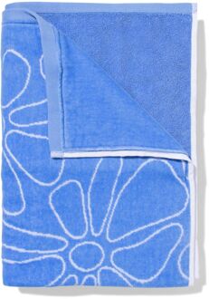 Hema Strandlaken 90x180cm velours bloemen (blauw)