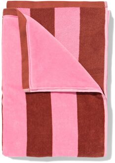 Hema Strandlaken 90x180cm velours strepen (bruin)