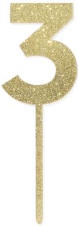 Hema Taartdecoratie herbruikbaar cijfer 3 (goud)