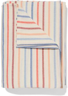 Hema Tafelkleed XL 320x145cm katoen strepen blauw-terra (multicolor)