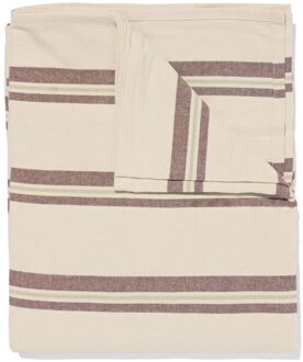 Hema Tafelkleed XL 320x145cm katoen strepen bruin (bruin)