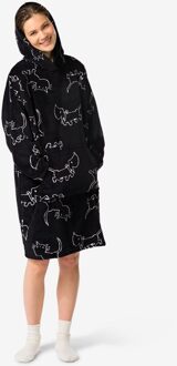 Hema Takkie en Siepie damesnachthemd fleece zwart (zwart) - S/M