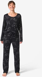 Hema Takkie en Siepie damespyjama micro zwart (zwart) - XL
