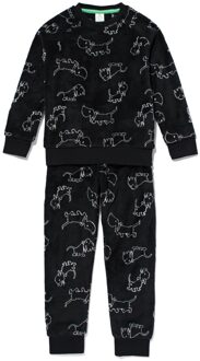 Hema Takkie kinderpyjama fleece zwart (zwart) - 134/140