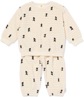 Hema Takkie newborn kledingset comfy fit velours strepen ecru (ecru) - 68