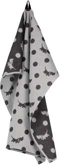 Hema Takkie theedoek 65x65cm katoen stippen (zwart)