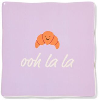 Hema Tegel 10x10cm keramiek croissant 'ooh la la' paars