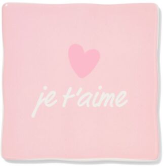 Hema Tegel 10x10cm keramiek hartje 'je t'aime' roze