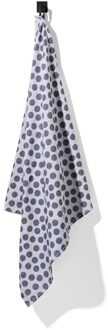 Hema Theedoek 65x65 katoen grijs stip (zwart/wit)