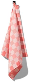 Hema Theedoek 65x65 katoen met ruiten (koraal)