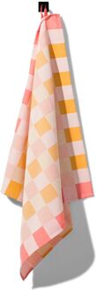 Hema Theedoek 65x65 katoen met ruiten (okergeel)