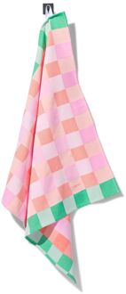 Hema Theedoek 65x65cm katoen ruiten roze (multi)