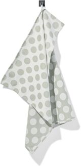 Hema Theedoek 65x65cm katoen stippen grijsgroen (groen)