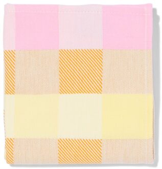 Hema Theedoek 65x65cm katoen tompouce roze (geel)