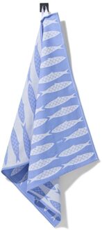 Hema Theedoek 65x65cm katoen vissen frisblauw (blauw)