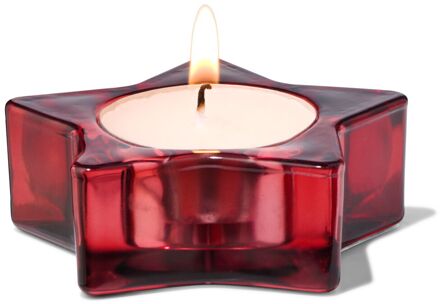 Hema Theelichthouder 7.2x2.4x7.2cm glas ster rood