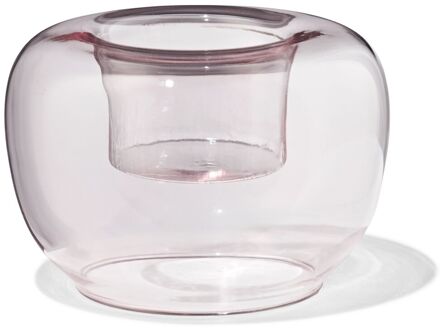 Hema Theelichthouder glas retro roze (roze)