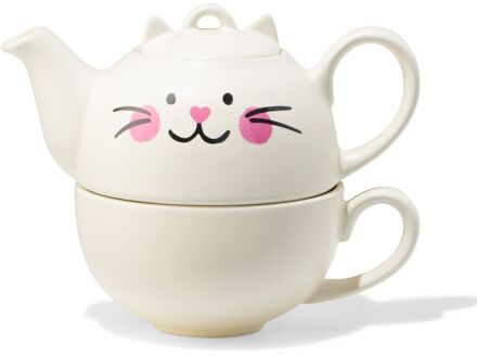 Hema Theepot met kop 300ml keramiek kat
