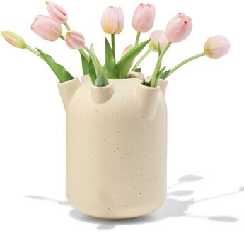 Hema Tulpenvaas ⌀15x21cm keramiek groot spikkels wit