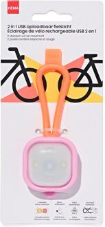 Hema USB fietslampje voor- en achter roze