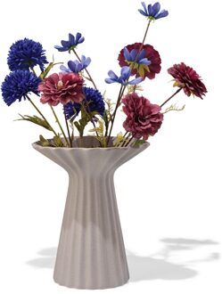 Hema Vaas ⌀20x25cm keramiek ribbel kraag taupe (taupe)