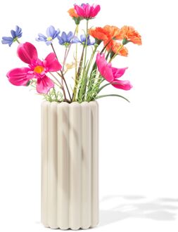 Hema Vaas 28cm keramiek ribbel grijs (grijs)