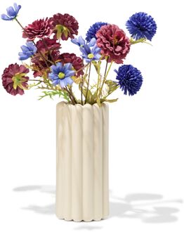 Hema Vaas 28cm keramiek ribbel wit (wit)