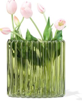 Hema Vaas 8x20cm glas ovaal groen (groen)
