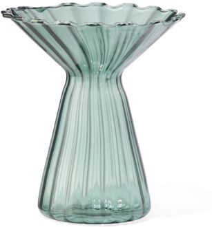Hema Vaas voor geurstokjes ⌀10.5x12cm glas met kraag donkergroen (groen)