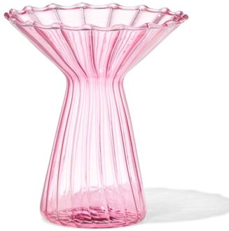 Hema Vaas voor geurstokjes ⌀10x12cm glas met kraag roze (roze)