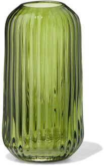 Hema Vaas voor geurstokjes ⌀5.5x11cm glas ribbel donkergroen (donkergroen)