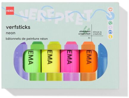 Hema Verfsticks neon - 6 stuks