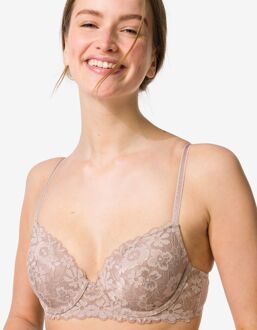 Hema Voorgevormde kanten bh met beugel beige (beige)