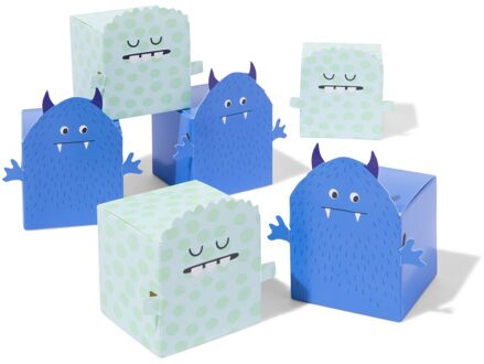 Hema Vouwbare cadeaudoosjes 14x12.5x2cm papier monster - 6 stuks