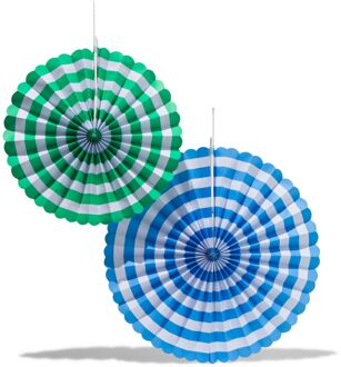Hema Waaiers papier blauw/groen - 2 stuks