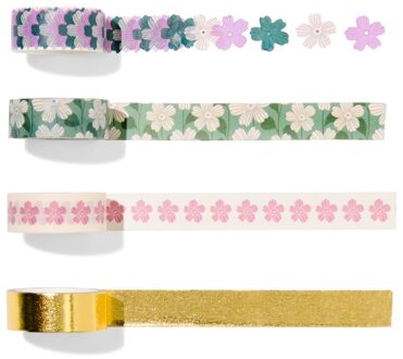 Hema Washitape bloemen - 4 rollen (multi)