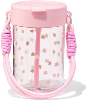 Hema Waterfles 400ml met bandje bloemen