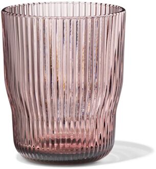 Hema Waterglas 270ml Bergen glas streep reliëf bordeauxrood (bordeauxrood)