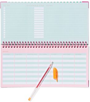 Hema Weekplanner 27x14cm groen-roze