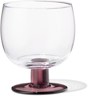 Hema Wijnglas 290ml glas gekleurde voet (bordeauxrood)