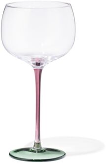 Hema Wijnglas 380ml glas bordeauxrood met groen (multi)