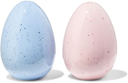 Hema Zout en peperstel eierset keramiek blauw-roze - 2 stuks