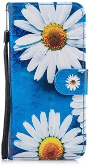Hemels blauw met chrysantenSamsun Galaxy S8 PLUS portemonnee hoes