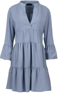 Hemelsblauw jurk met geplooide naden - L