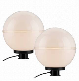 Hemi sfeerlamp, grondspies, 2-pak Ø 30cm wit, zwart