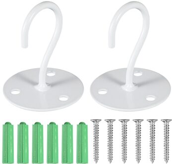 Hemoton 2 Stuks Wandmontage Haken Zware Bloemenmand Haken Plafond Windgong Hangers (Wit)