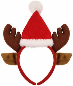 Henbrandt kerst diadeem/haarband - rendier gewei kerstmuts - 22 cm - Verkleedattributen Bruin