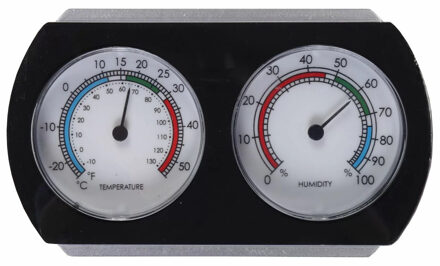 hendrik jan Luchtvochtigheidsmeter/thermometer - kunststof - 9 cm - Buitenthermometers Zwart